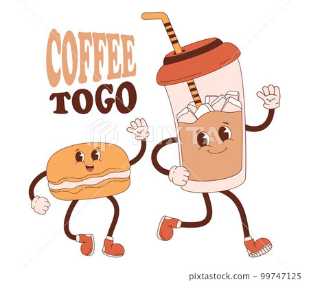 Cute vector illustration of hot and iced coffee to go cup doodle