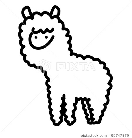 Alpaca hand-drawn illustration monochrome 99747579