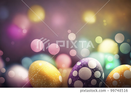Festive Easter background. Background from colorful eggs. Generative AI. 99748516