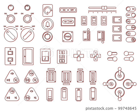 Button switch lever illustration icon set color shadow red 99748645