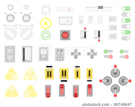 按鈕開關桿彩色插圖圖標集 99748647