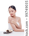 Beauty woman perfect face fresh clean skin portrait isolated on white. Beautiful asian girl with make up and beauty healthy skin color lips red and hair portrait. Spa and skin care concept. 99749035