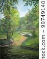 Bridge in the park in summer, oil painting 99749140