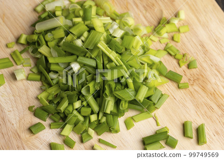 Chopped green onions for use in salads 99749569