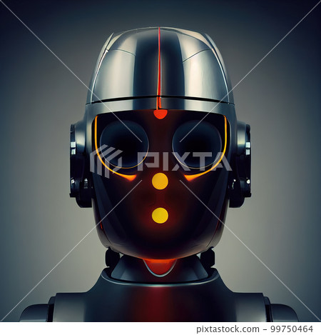Closeup portrait of a humanoid robot. Alien robot. Fantastic reality. AI-generated Closeup portrait of a humanoid robot. Alien robot. Fantastic reality. AI-generated 99750464