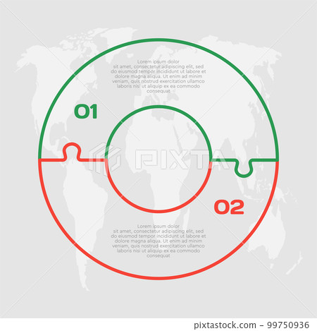 Diagram infographic for 2 steps, circle puzzle 99750936