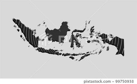 Indonesia map from lines - internet wave effect Indonesia map from lines - internet wave effect 99750938