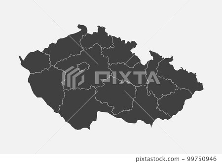 Vector map country Czech divided on regions Vector map country Czech divided on regions 99750946