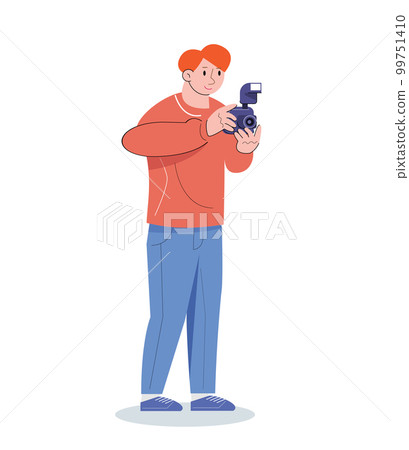 character with camera take a photo vector illustration 99751410