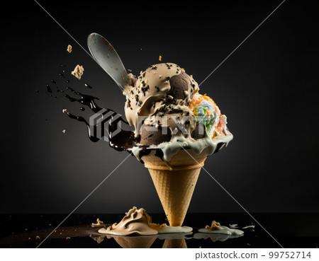 balls of fruit various ice cream in a waffle cone balls of fruit various ice cream in a waffle cone 99752714