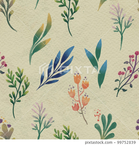 Seamless abstract floral pattern. Flowers texture on watercolor paper background Seamless abstract floral pattern. Flowers texture on watercolor paper background 99752839