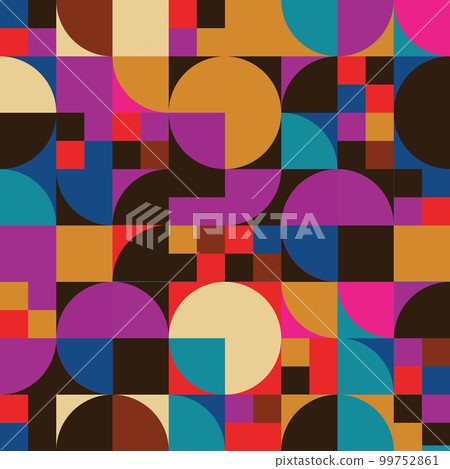 Abstract seamless pattern with geometric shapes. Vintage background with squares and circles Abstract seamless pattern with geometric shapes. Vintage background with squares and circles 99752861
