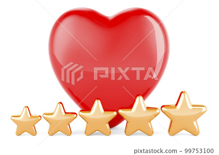 Red heart with five golden stars, 3D rendering Red heart with five golden stars, 3D rendering 99753100