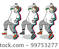 Illustration of young triplets dancing a trendy dance Illustration of young triplets dancing a trendy dance 99753277