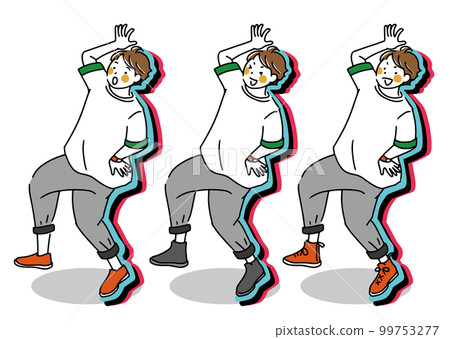 Illustration of young triplets dancing a trendy dance Illustration of young triplets dancing a trendy dance 99753277