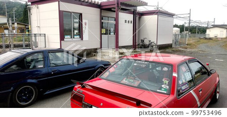 I stopped by on the way to the Imoni party... Sekine Station on the Ou Main Line and AE86 (Hachiroku) 99753496