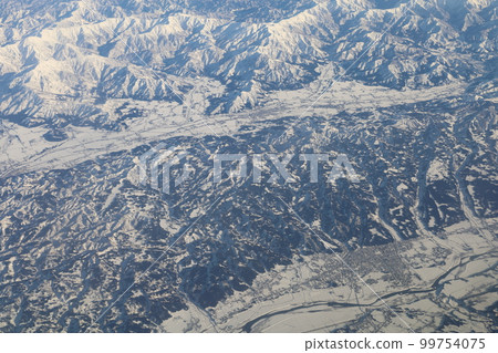 Japan Honshu in winter, aerial photography, Hanamaki Airport flying with JAL JAL ~ Osaka Itami Airport, Tohoku snow mountains, Northern Alps, Sado Island Japan Honshu in winter, aerial photography, Hanamaki Airport flying with JAL JAL ~ Osaka Itami Airport, Tohoku snow mountains, Northern Alps, Sado Island 99754075