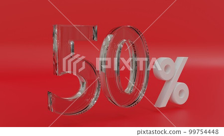 Sale up to 50 red sign. Decoration with number cristals. 3d rendering. Sale up to 50 red sign. Decoration with number cristals. 3d rendering. 99754448
