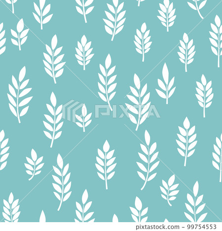 Abstract leaves seamless pattern design, green and white vector illustration. 99754553