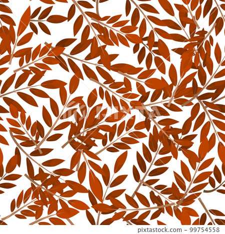 Red seamless pattern leafs on white background. 99754558