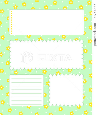 Bullet journal blank printable page seasonal springtime floral and polka dot decor vector illustration, things to do reminder, notes, fill in planner template to organize any life event 99754877