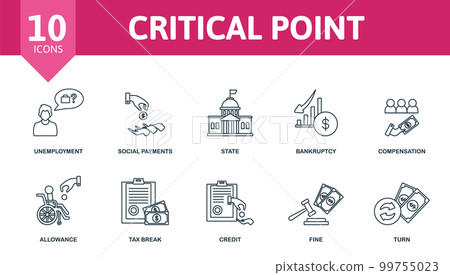 Critical Point set icon. Editable icons critical point theme such as unemployment, state, compensation and more. 99755023