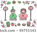 Hinamatsuri illustration material set 99755343