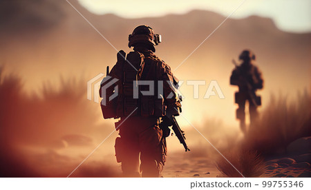 Soldiers on battlefield 99755346