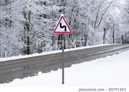 Road covered with snow 99755363