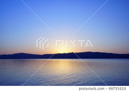 Shadow of Awaji island seen from the ferry before dawn Shadow of Awaji island seen from the ferry before dawn 99755818