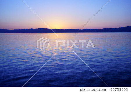 Shadow of Awaji island seen from the ferry before dawn Shadow of Awaji island seen from the ferry before dawn 99755903