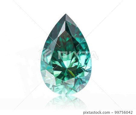 Beautiful green moissanite gemstone isolated on white background 99756042