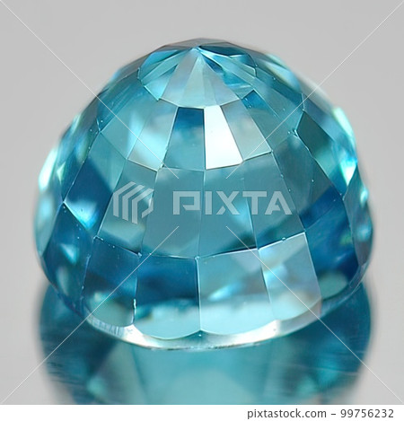 Natural gemstone blue topaz on white background 99756232