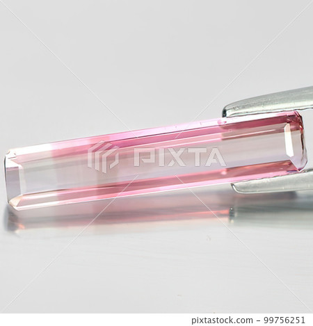 Natural gemstone pink tourmaline indicolite on white background 99756251