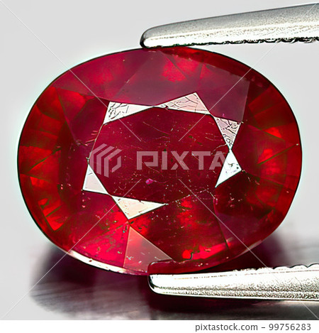 Natural gemstone red ruby on white background Natural gemstone red ruby on white background 99756283