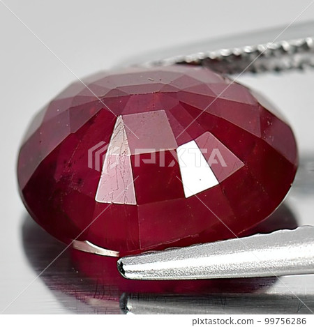 Natural gemstone red ruby on white background Natural gemstone red ruby on white background 99756286