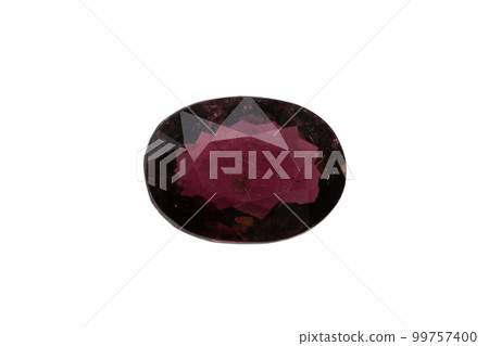 Natural stone tourmaline rubellite on white background 99757400