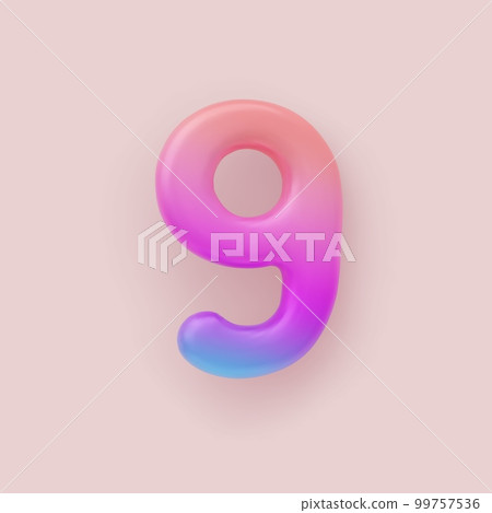 3D Colorful Gradient number 9 on a light background 3D Colorful Gradient number 9 on a light background 99757536
