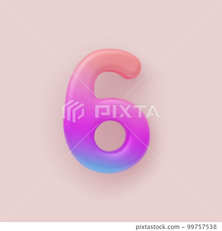 3D Colorful Gradient number 6 on a light background 3D Colorful Gradient number 6 on a light background 99757538