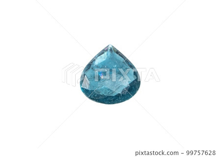 Natural mineral tourmaline indicolite blue color isolated on white background 99757628