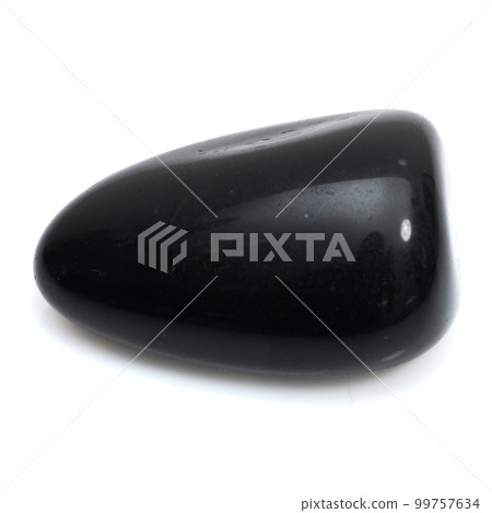 Natural gemstone black onyx isolated on white background Natural gemstone black onyx isolated on white background 99757634