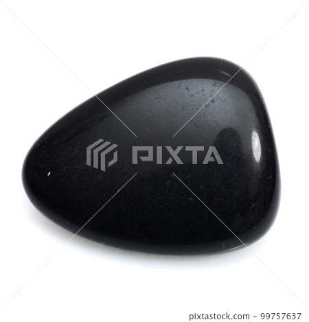 Natural gemstone black onyx isolated on white background Natural gemstone black onyx isolated on white background 99757637