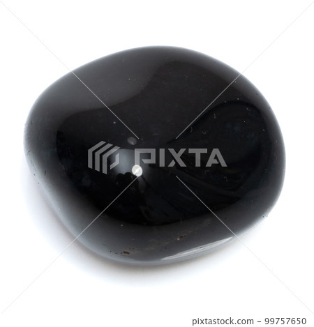 Natural gemstone black onyx isolated on white background Natural gemstone black onyx isolated on white background 99757650