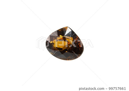 Natural grossular garnet gemstone on white background 99757661