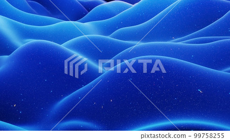 fantastical festive blue bg. Stylish abstract background, waves on matt surface like landscape made of liquid blue wax with sparkles. Beautiful soft background. 3d render fantastical festive blue bg. Stylish abstract background, waves on matt surface like landscape made of liquid blue wax with sparkles. Beautiful soft background. 3d render 99758255