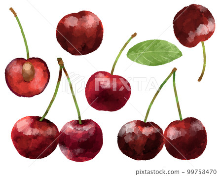 櫻桃插畫手繪水彩風格 99758470