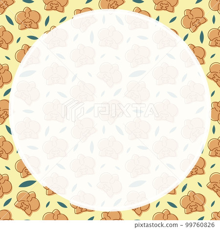 Round frame on background of geometric SEAMLESS pattern with Orchid flowers. Ornates for social network page decoration. Design element. Vector Round frame on background of geometric SEAMLESS pattern with Orchid flowers. Ornates for social network page decoration. Design element. Vector 99760826