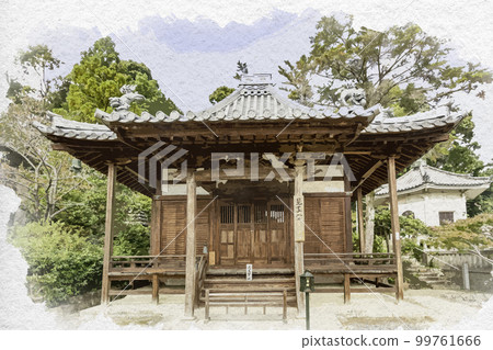 Watercolor-style Eifukuji Mishin Daishido, Taishi-cho, Minamikawachi-gun, Osaka 99761666