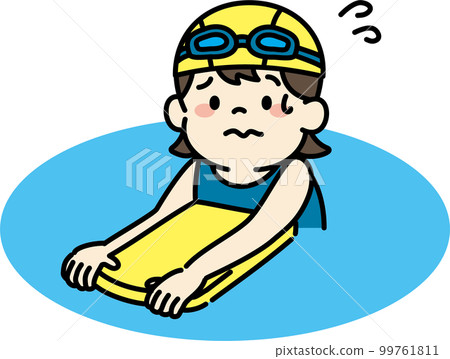 一個不擅長游泳並且擔心游泳的女孩的插圖 99761811