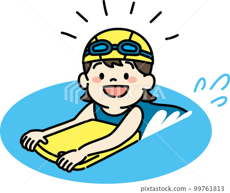 Illustration of a girl who has become good at swimming and enjoys swimming 99761813